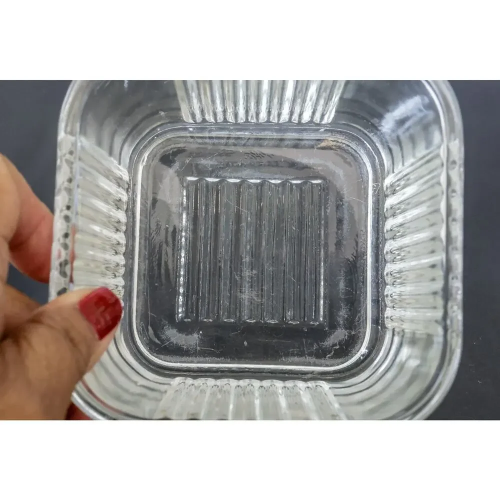 VTG Federal Glass Refrigerator Dish Set 2 Square Retro Midcentury Cottage Farm